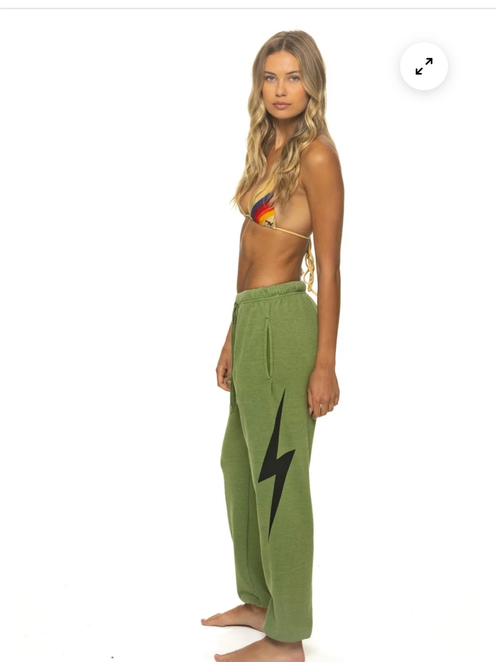 Aviator Nation Olive Green Lightning Graphic Lounge Pants